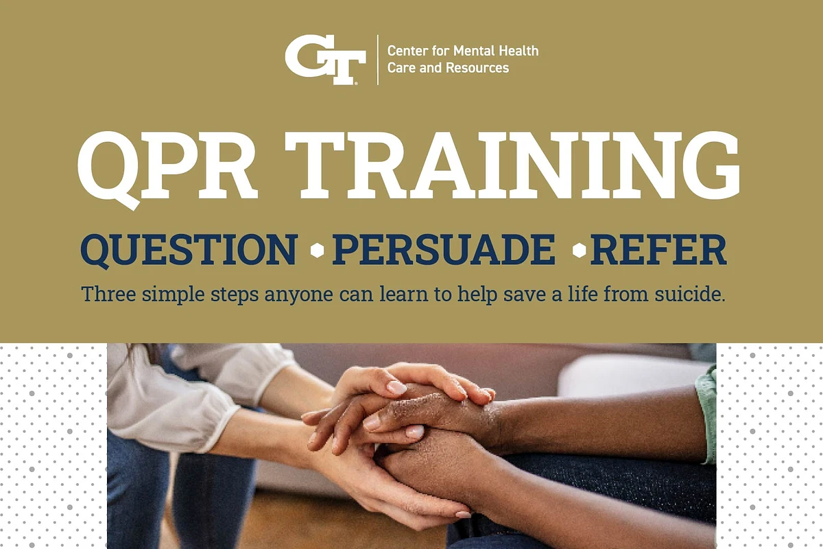 The image promotes QPR Training, emphasizing "Question, Persuade, Refer" as steps to help prevent suicide.