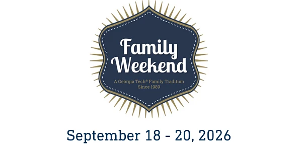 Promotional image for Georgia Tech's Family Weekend event scheduled for September 18-20, 2026.